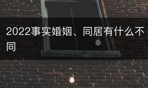 2022事实婚姻、同居有什么不同