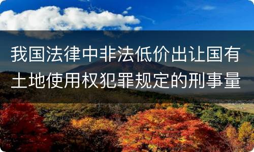 我国法律中非法低价出让国有土地使用权犯罪规定的刑事量刑的标准
