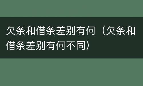 欠条和借条差别有何（欠条和借条差别有何不同）
