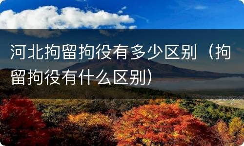 河北拘留拘役有多少区别（拘留拘役有什么区别）