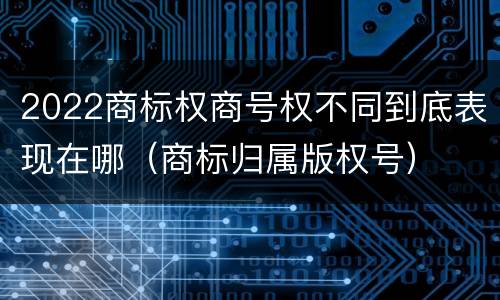 2022商标权商号权不同到底表现在哪（商标归属版权号）