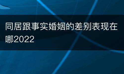 同居跟事实婚姻的差别表现在哪2022