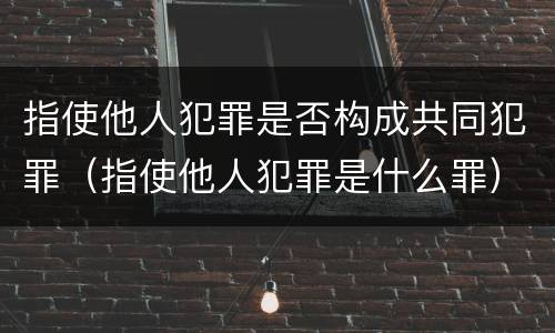 指使他人犯罪是否构成共同犯罪（指使他人犯罪是什么罪）