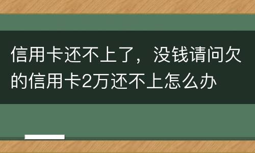 信用卡还不上了，没钱请问欠的信用卡2万还不上怎么办