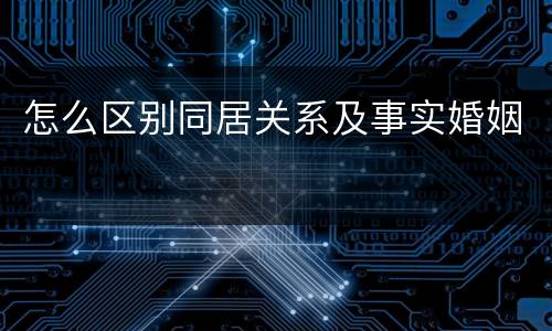 怎么区别同居关系及事实婚姻
