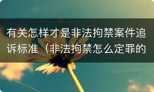 有关怎样才是非法拘禁案件追诉标准（非法拘禁怎么定罪的）