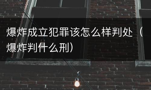 爆炸成立犯罪该怎么样判处（爆炸判什么刑）