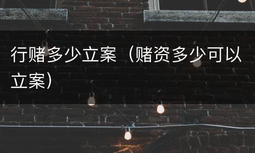 行赌多少立案（赌资多少可以立案）