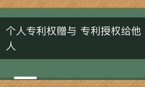 个人专利权赠与 专利授权给他人