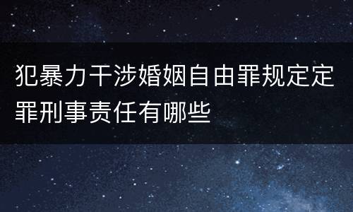 犯暴力干涉婚姻自由罪规定定罪刑事责任有哪些