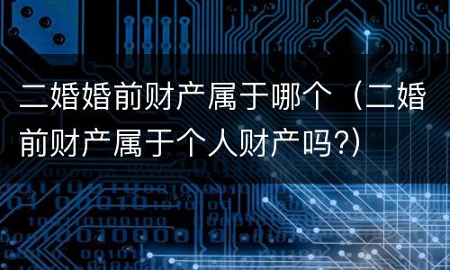二婚婚前财产属于哪个（二婚前财产属于个人财产吗?）