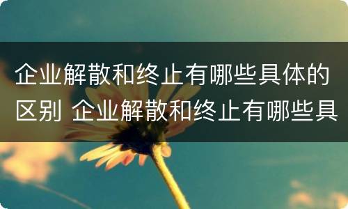 企业解散和终止有哪些具体的区别 企业解散和终止有哪些具体的区别和联系