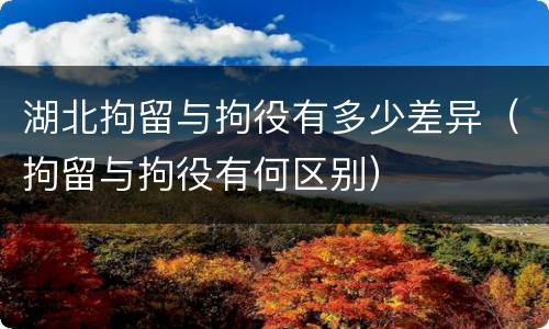 湖北拘留与拘役有多少差异（拘留与拘役有何区别）