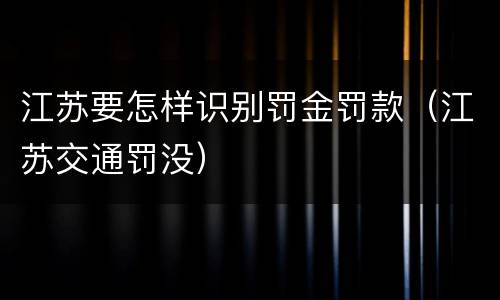 江苏要怎样识别罚金罚款（江苏交通罚没）