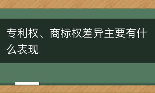 专利权、商标权差异主要有什么表现