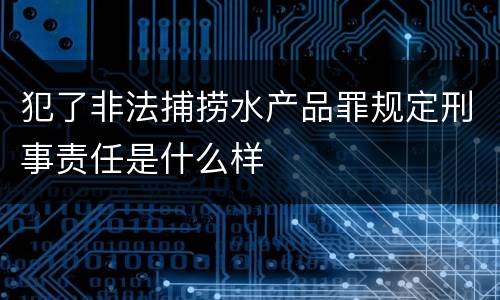 犯了非法捕捞水产品罪规定刑事责任是什么样