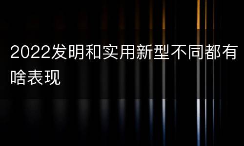 2022发明和实用新型不同都有啥表现