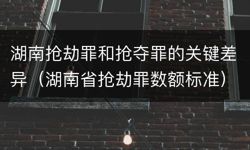湖南抢劫罪和抢夺罪的关键差异（湖南省抢劫罪数额标准）