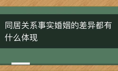 同居关系事实婚姻的差异都有什么体现