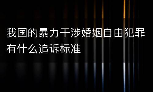 我国的暴力干涉婚姻自由犯罪有什么追诉标准
