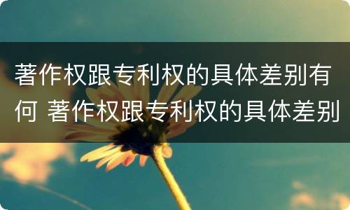 著作权跟专利权的具体差别有何 著作权跟专利权的具体差别有何意义