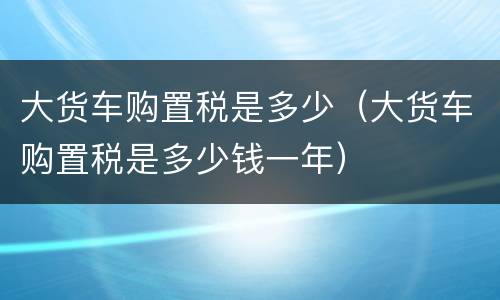 大货车购置税是多少（大货车购置税是多少钱一年）