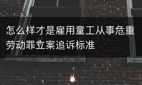 怎么样才是雇用童工从事危重劳动罪立案追诉标准