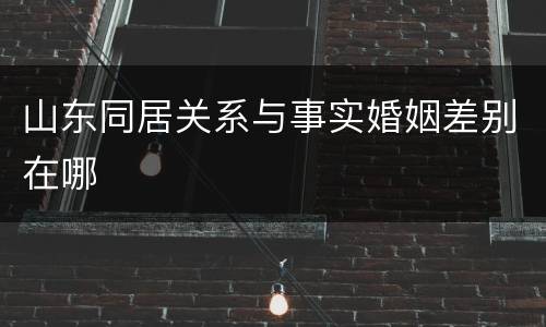 山东同居关系与事实婚姻差别在哪