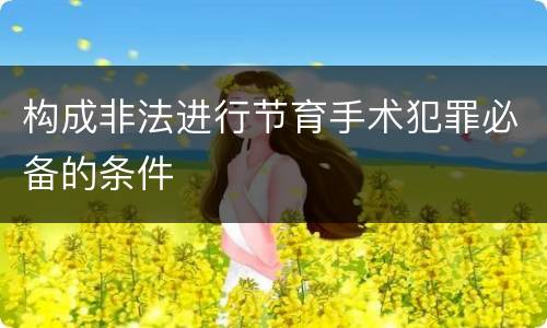 构成非法进行节育手术犯罪必备的条件