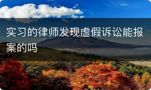 实习的律师发现虚假诉讼能报案的吗