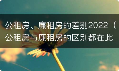 公租房、廉租房的差别2022（公租房与廉租房的区别都在此,别再搞错了!）