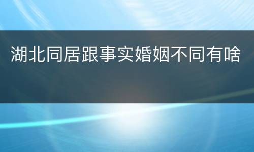 湖北同居跟事实婚姻不同有啥