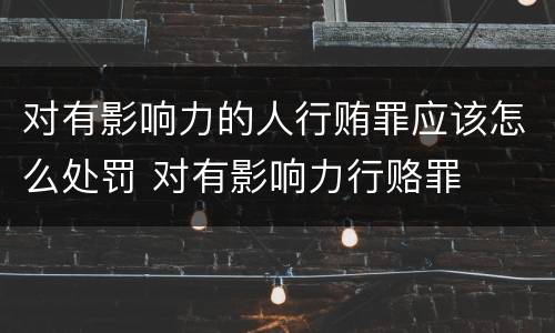 对有影响力的人行贿罪应该怎么处罚 对有影响力行赂罪