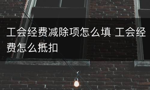 工会经费减除项怎么填 工会经费怎么抵扣