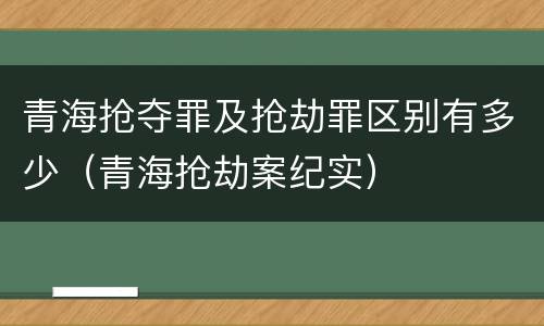 青海抢夺罪及抢劫罪区别有多少（青海抢劫案纪实）