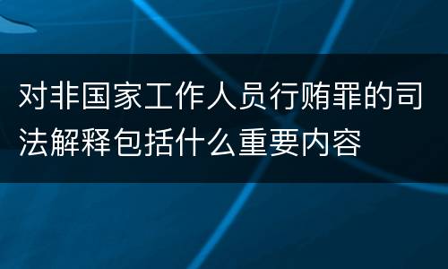 对非国家工作人员行贿罪的司法解释包括什么重要内容
