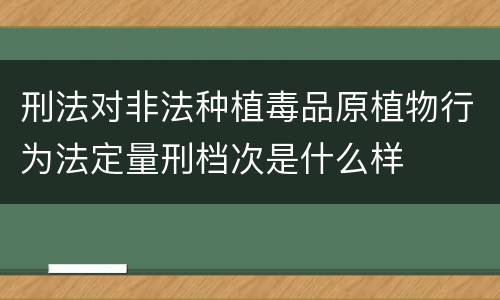 刑法对非法种植毒品原植物行为法定量刑档次是什么样