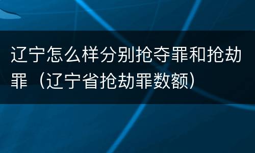 辽宁怎么样分别抢夺罪和抢劫罪（辽宁省抢劫罪数额）