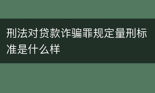刑法对贷款诈骗罪规定量刑标准是什么样