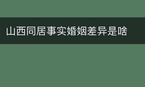 山西同居事实婚姻差异是啥