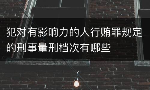 犯对有影响力的人行贿罪规定的刑事量刑档次有哪些