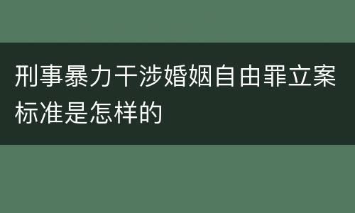刑事暴力干涉婚姻自由罪立案标准是怎样的