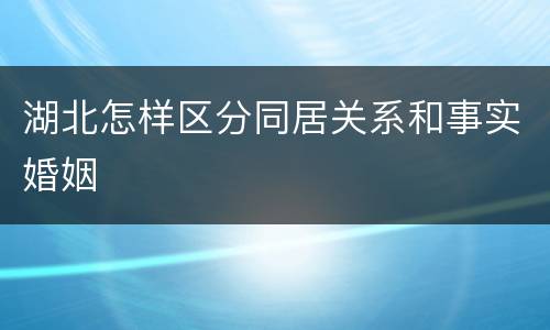 湖北怎样区分同居关系和事实婚姻