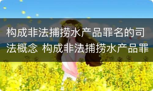 构成非法捕捞水产品罪名的司法概念 构成非法捕捞水产品罪名的司法概念是