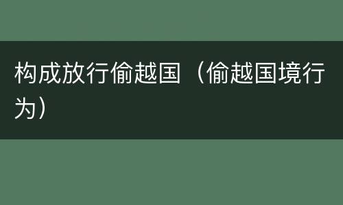构成放行偷越国（偷越国境行为）