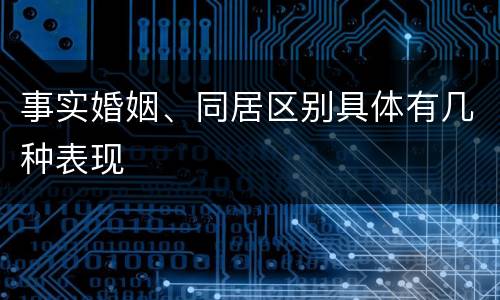 事实婚姻、同居区别具体有几种表现