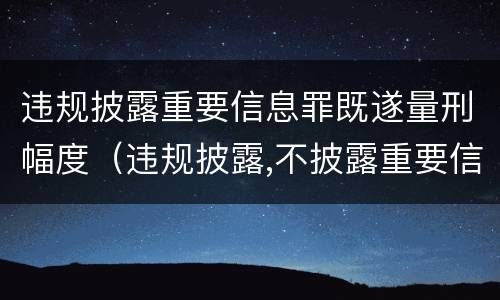 违规披露重要信息罪既遂量刑幅度（违规披露,不披露重要信息罪的立案标准）