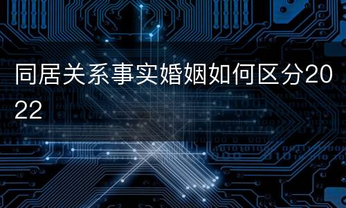 同居关系事实婚姻如何区分2022