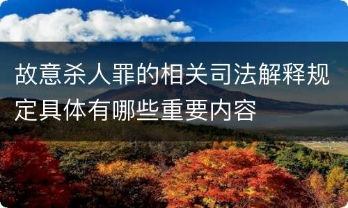 故意杀人罪的相关司法解释规定具体有哪些重要内容