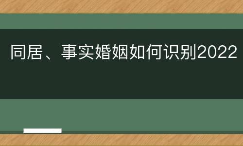 同居、事实婚姻如何识别2022